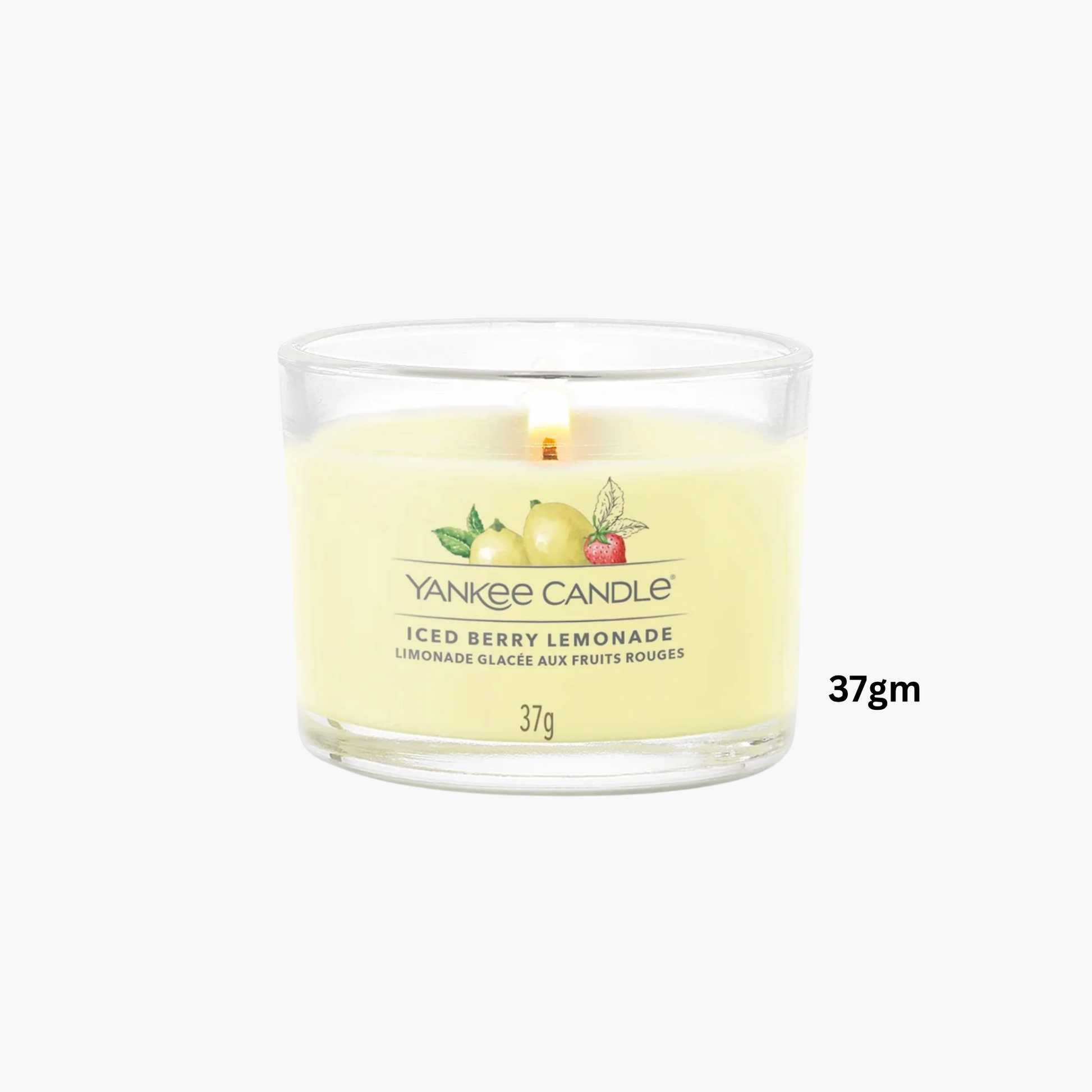 Yankee Candles Yankee Iced Berry Lemonade Scented Candle Bottle and Packaging