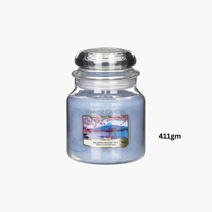 Yankee Candles Yankee Majestic Mount Fuji Scented Candle Bottle and Packaging