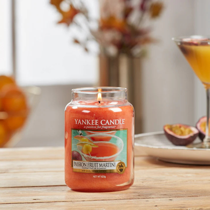 Yankee Candles Yankee Passion Fruit Martini Scented Candle Bottle and Packaging