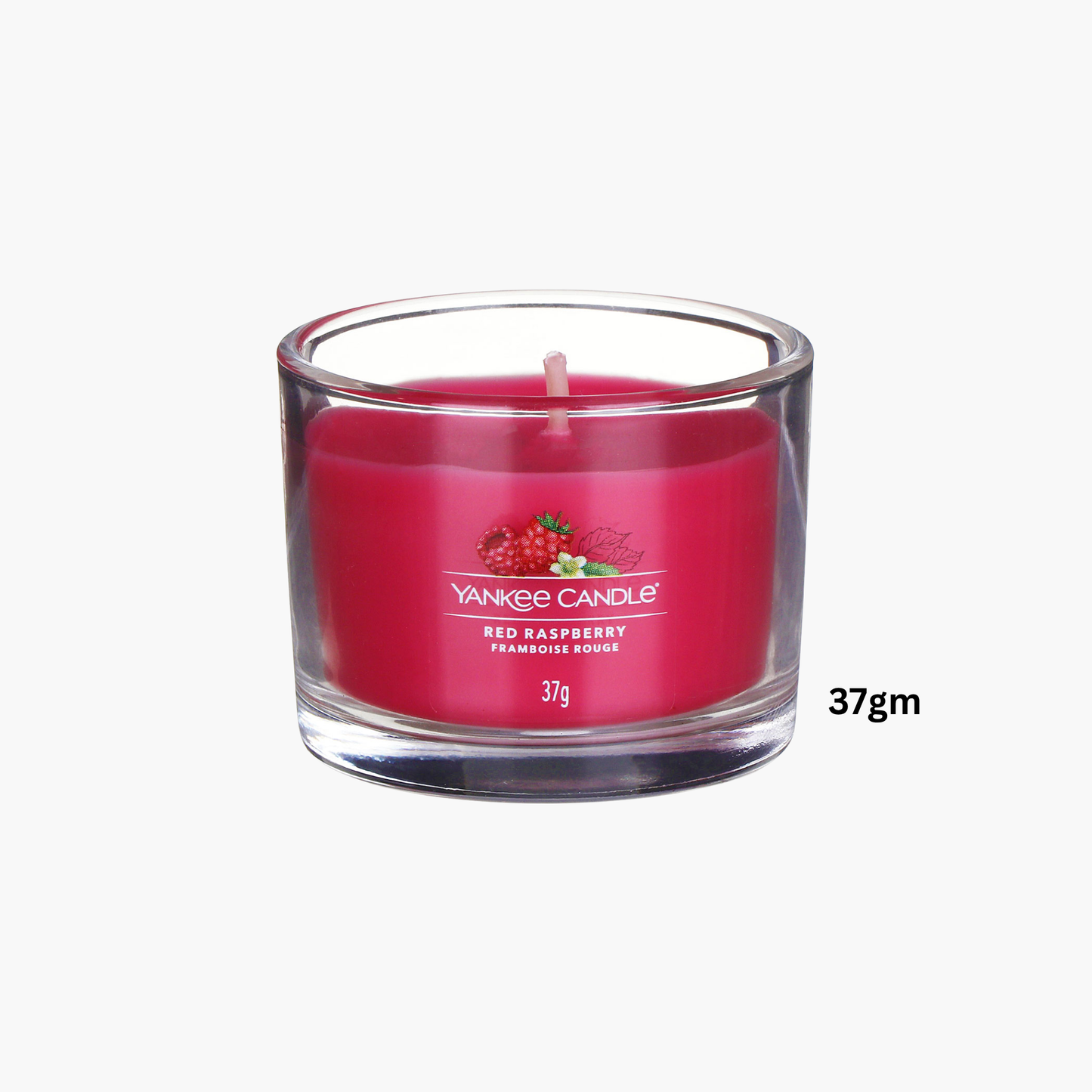 Yankee Candles Yankee Red Raspberry Scented Candle Bottle and Packaging