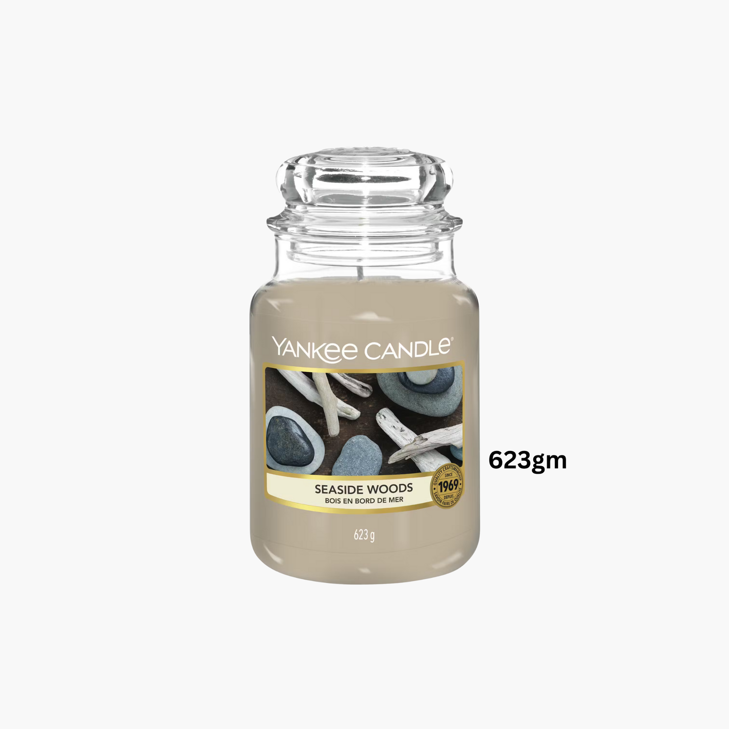 Yankee Candles Yankee Seaside Woods Scented Candle Bottle and Packaging