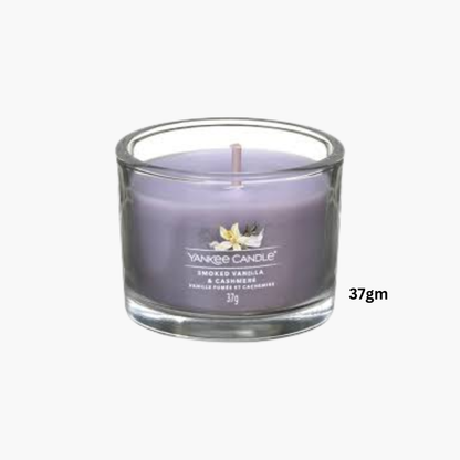 Yankee Candles Yankee Smoked Vanilla & Cashmere Scented Candle Bottle and Packaging