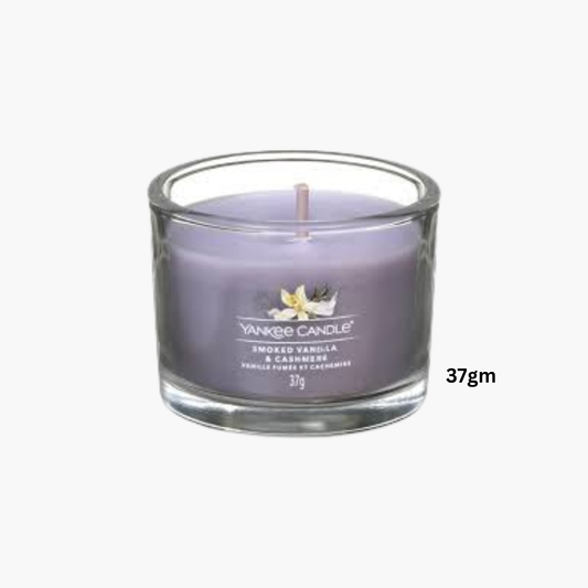 Yankee Candles Yankee Smoked Vanilla & Cashmere Scented Candle Bottle and Packaging