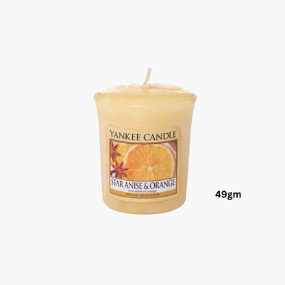 Yankee Candles Yankee Star Anise & Orange Scented Candle 49gm Bottle and Packaging