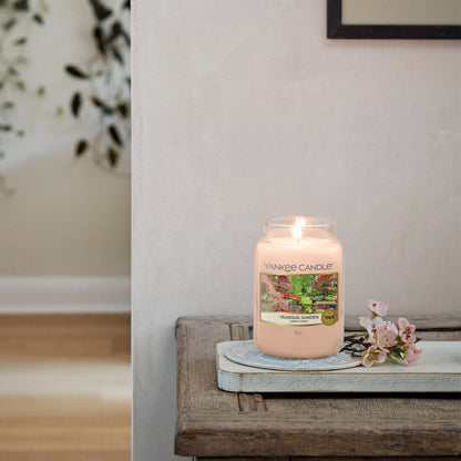 Yankee Candles Yankee Tranquil Garden Scented Candle Bottle and Packaging