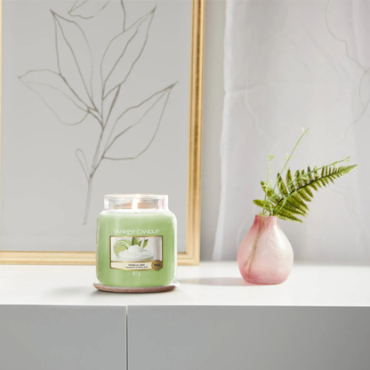 Yankee Candles Yankee Vanilla Lime Scented Candle Bottle and Packaging
