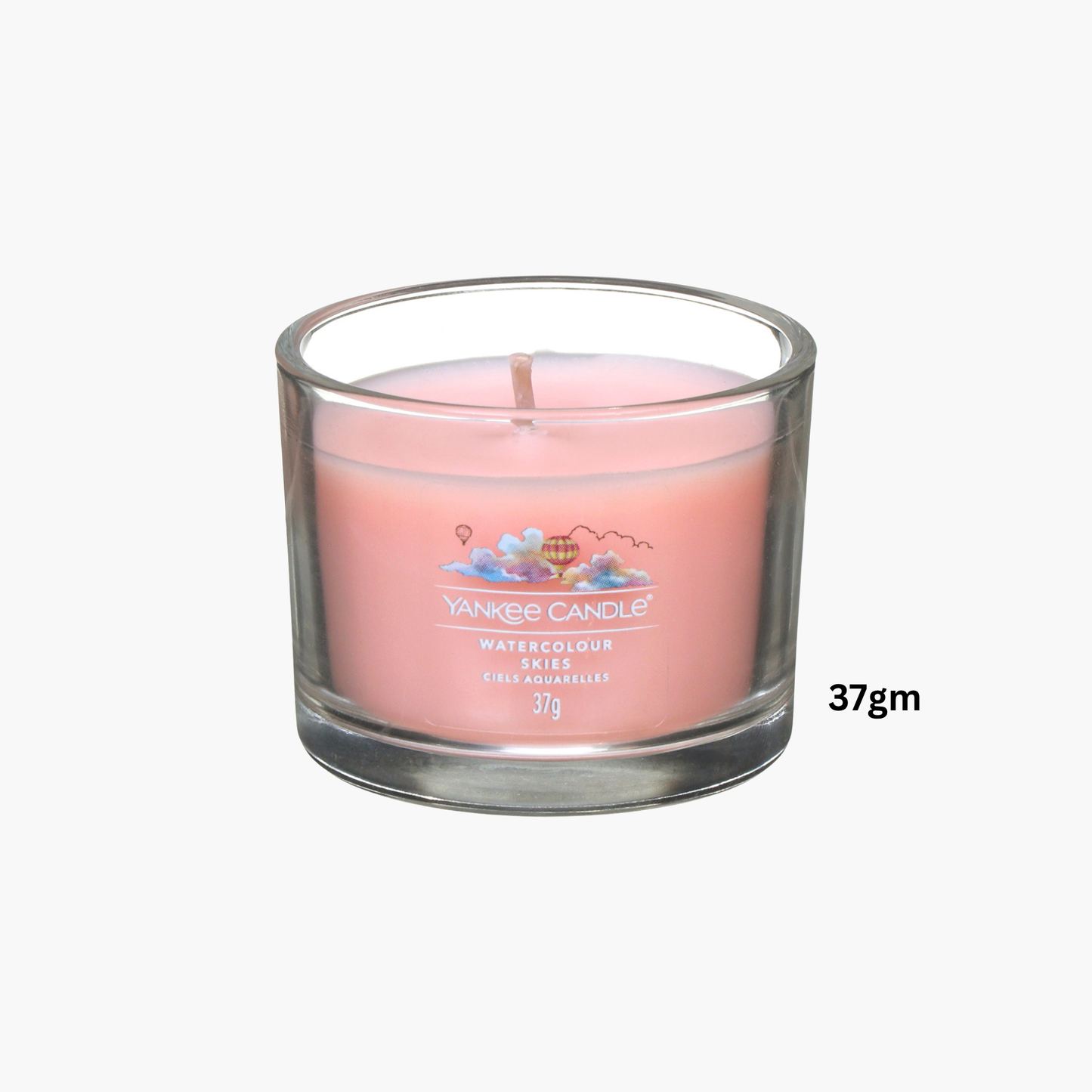Yankee Candles Yankee Watercolour Skies Scented Candle Bottle and Packaging