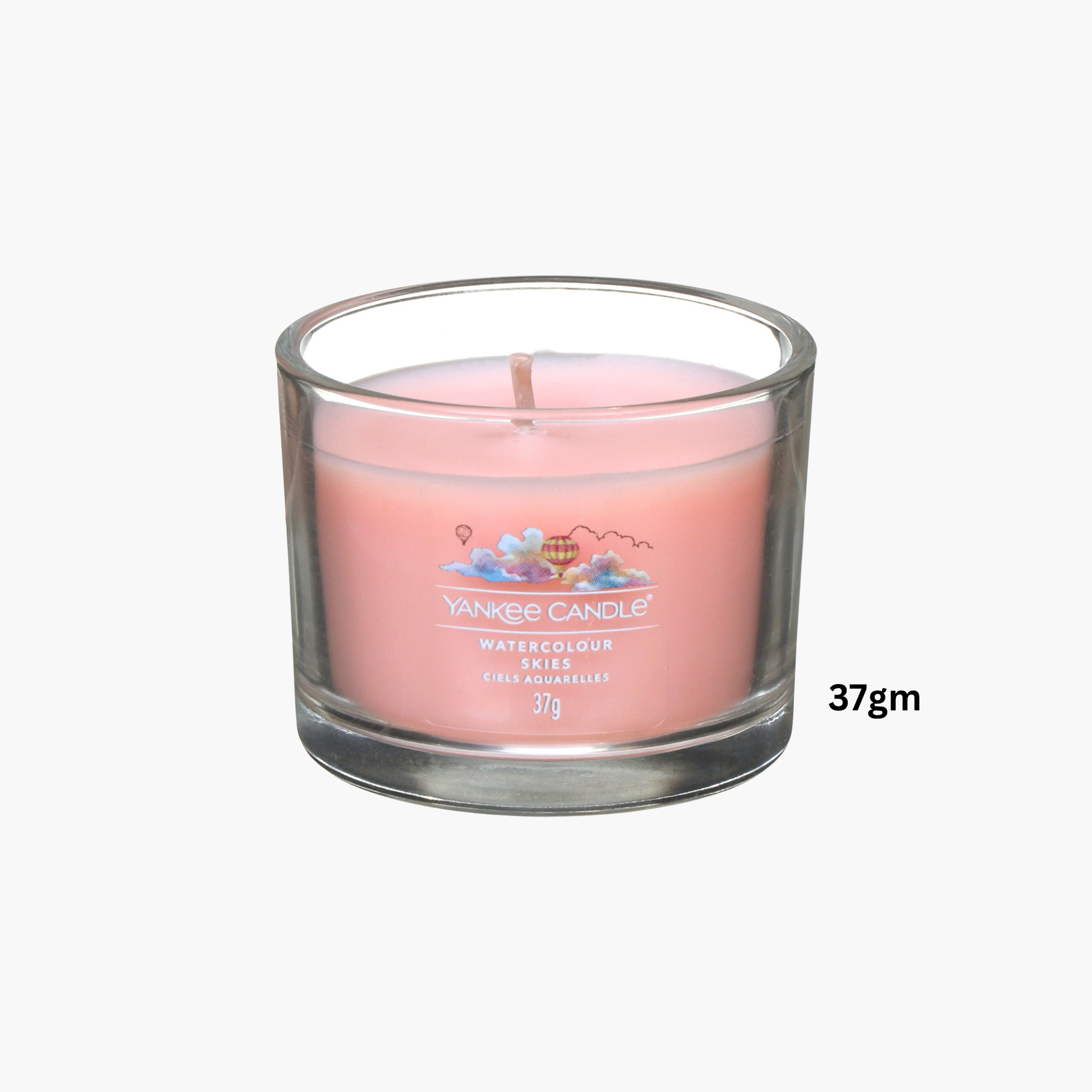 Yankee Candles Yankee Watercolour Skies Scented Candle Bottle and Packaging