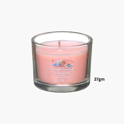 Yankee Candles Yankee Watercolour Skies Scented Candle Bottle and Packaging