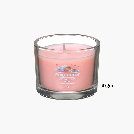 Yankee Candles Yankee Watercolour Skies Scented Candle Bottle and Packaging