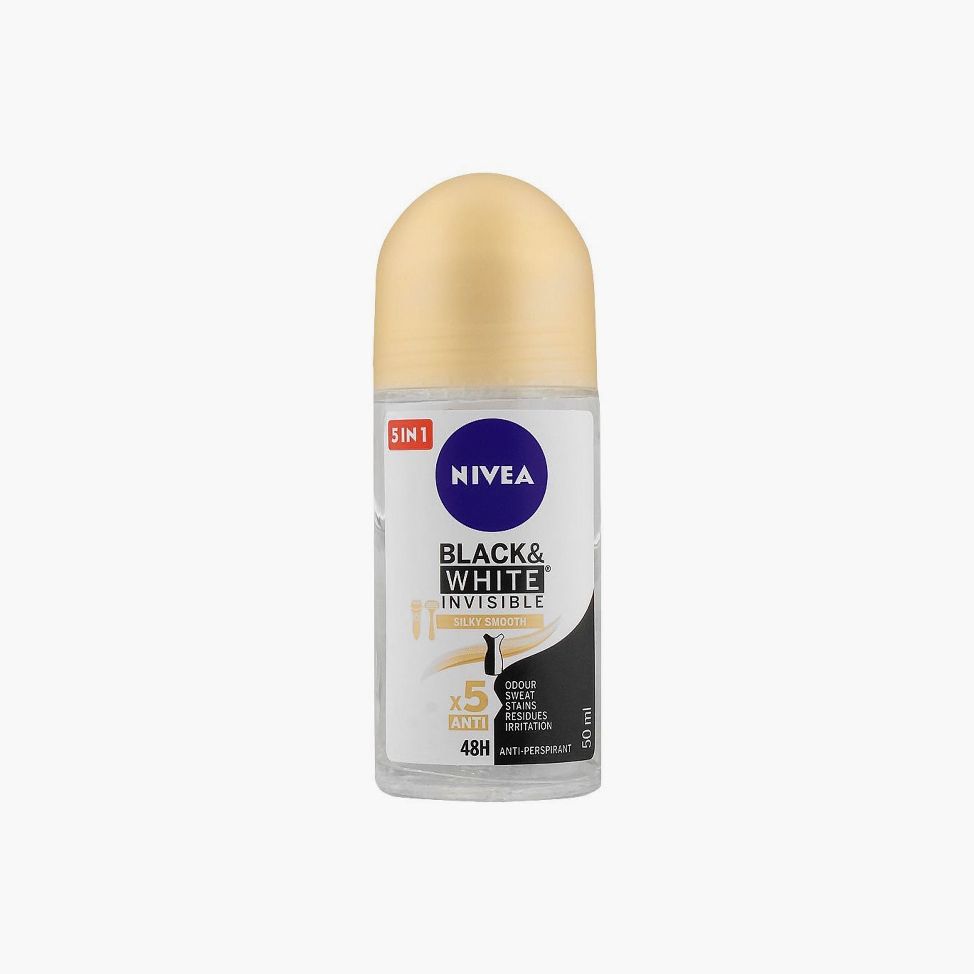 Nivea 72H Black & White Invisible Silky Smooth Anti-Perspirant Roll On For Women 50ml