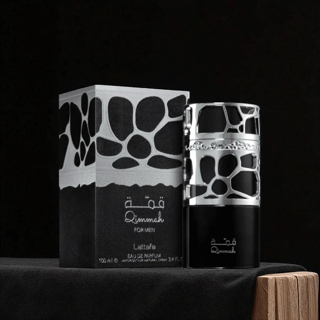 Lattafa Perfumes Lattafa Qimmah Eau De Parfum For Men 100ml Bottle and Packaging