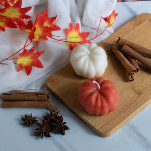 Candle Wick Store Pumpkin Candle Bottle and Packaging
